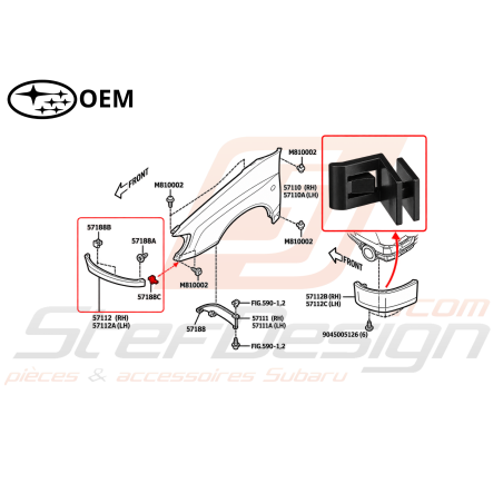 Clips de garniture sous phare pour Subaru Forester SF546731