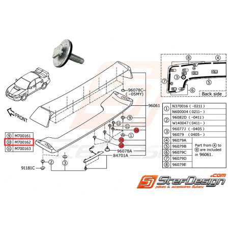 Vis de fixation becquet STI 03-0746837