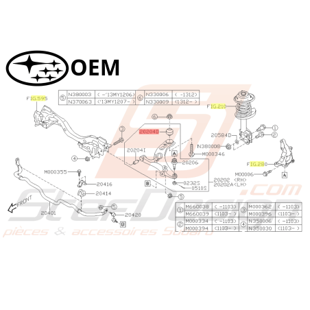 Silent Bloc Bras avant Origine Subaru Legacy 201246891