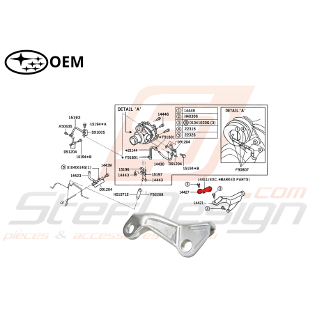 Support turbo Origine Subaru GT 99-00 WRX STI 01-14 Forester Turbo 97-02/05-0747005