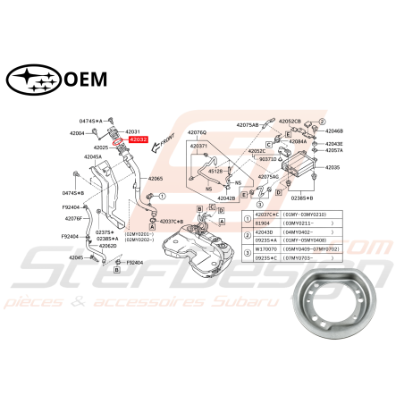 Bague de bouchon de réservoir SUBARU GT 93-00 WRX STI 01-14 Forester Turbo 97-0247047