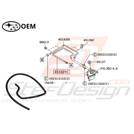 Durite N°2 de vase d’expansion GT 97-00 Forester Turbo 97-02/05-0747076