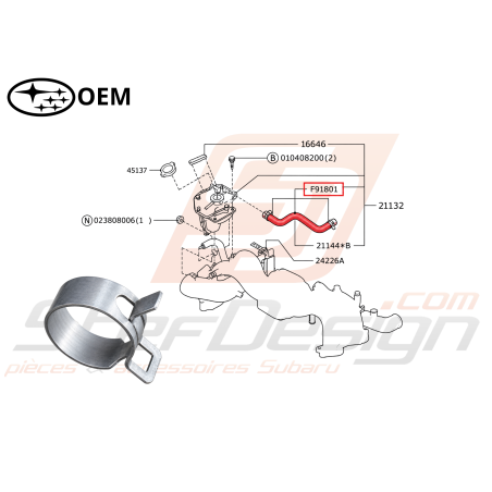 Collier de Durite de Modine Origine Subaru GT 93-00 WRX 01-10 STI 01-19 FORESTER Turbo 97-02/05-07 BRZ 13-1947081