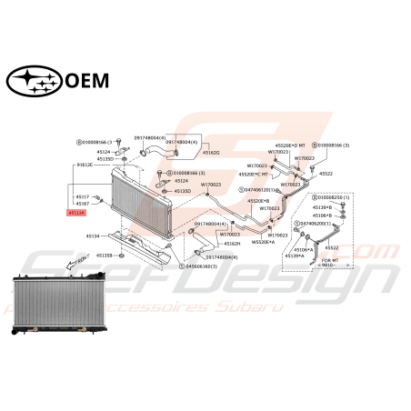 Radiateur Origine Subaru Forester Turbo 1997 - 200247088