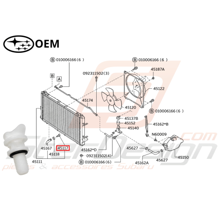Vis de purge de radiateur SUBARU IMPREZA GT 93-00 WRX/STI 01-07 Forester Turbo 97-02/05-0747089