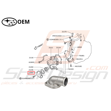 Couvercle thermostat Origine Subaru GT 93-00 WRX 01-10 STI 01-19 FORESTER Turbo 97-02/05-0747093
