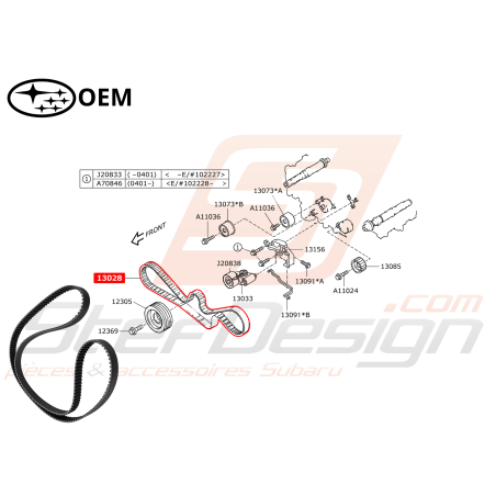 Courroie de distribution origine subaru LEGACY /FORESTER47101