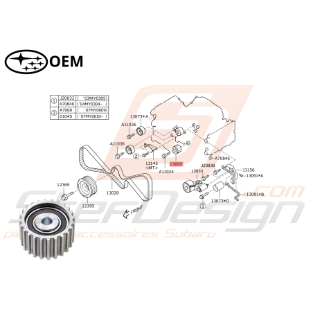Galet cranté SUBARU GT 93-00 WRX/STI 01-19 Forester  97-02/05-0747107