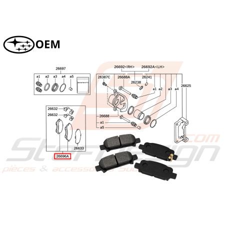 Jeu de plaquettes arrière origine SUBARU FORESTER sf5 97-0247135