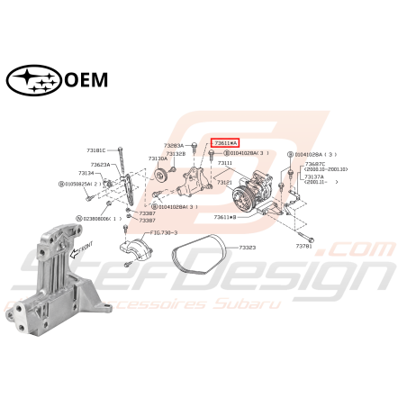 Support de compresseur de climatisation GT 99-00 WRX/STI 01-07 Forester Turbo 97-11/9947148