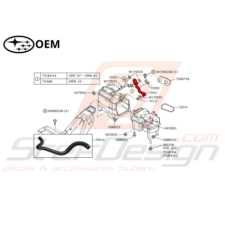Durite de chauffage origine pour Subaru forester SF5 EJ20247154