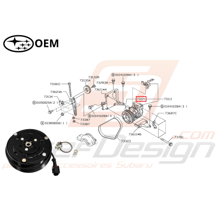 Embrayage de Compresseur de Clim Origine Subaru Forester 08/99-0247155