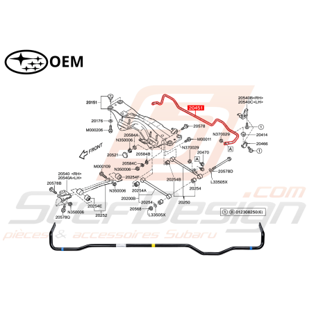 Barre anti-roulis arrière origine SUBARU FORESTER 200547182