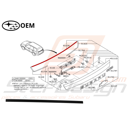 Protection hayon pour subaru forester SG5 2.0l XT 200347204