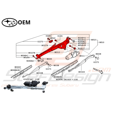 Bras essuie glace avant pour subaru Forester SG5 2.0l XT 200347207