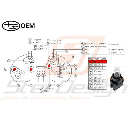 Ampoule de compteur origine n°1 pour Subaru forester SG9 du 04.2004 au 05.200547211