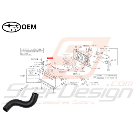 Durite d'eau supérieur Subaru FORESTER 2.5L XT 03/05-07 + OUTBACK 200347237