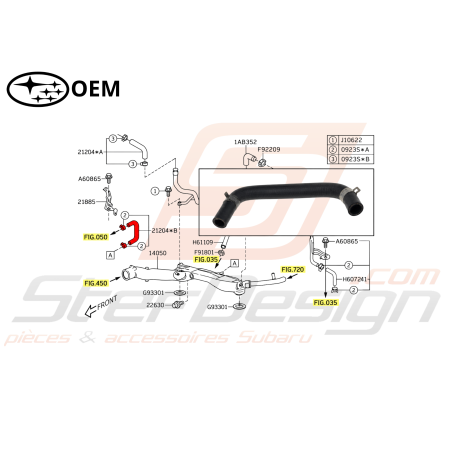 Durite de chauffage pour subaru Forester 2.5 XT du 04/2004 au 05/200547238