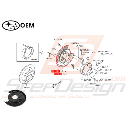 Flasque de frein arrière Subaru FORESTER 2.5L XT 04 / 05-0747239
