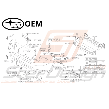 Schéma Pare choc Avant Origine Subaru Forester SJ 2013 - 201547247