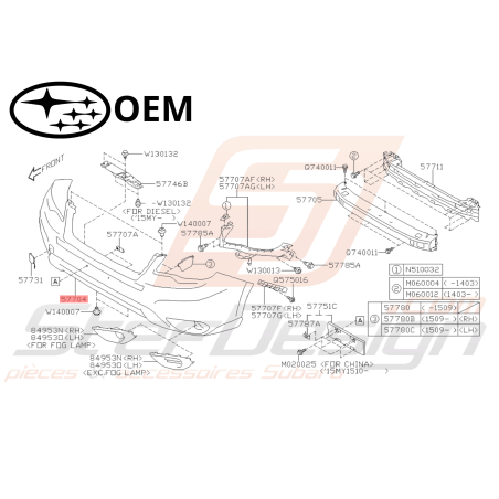 Pare choc Avant Origine Subaru Forester SJ 2013-2015 avec Lave phares47248