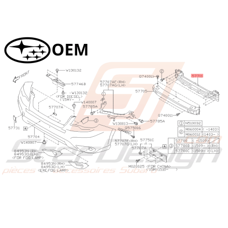 Renfort Pare chocs Avant Origine Subaru Forester SJ 2013 - 201547259