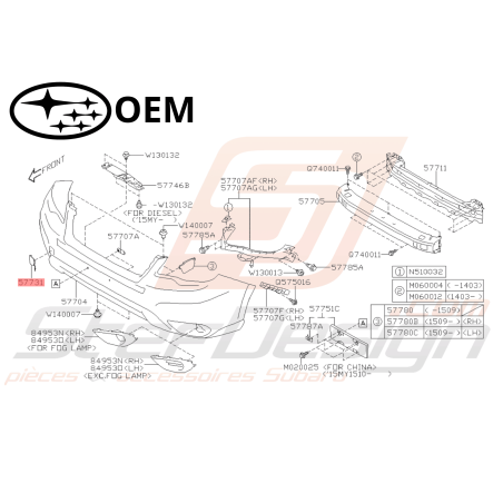 Couvercle Pare chocs Avant Origine Subaru Forester SJ 2013 - 201547263