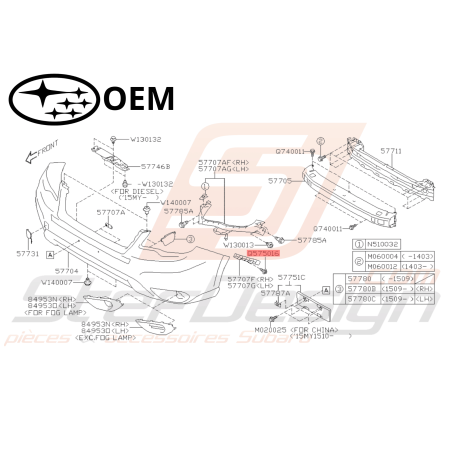 Vis de fixation de pare choc STI 10-14 WRX 09-11 FORESTER SJ 13-1547272