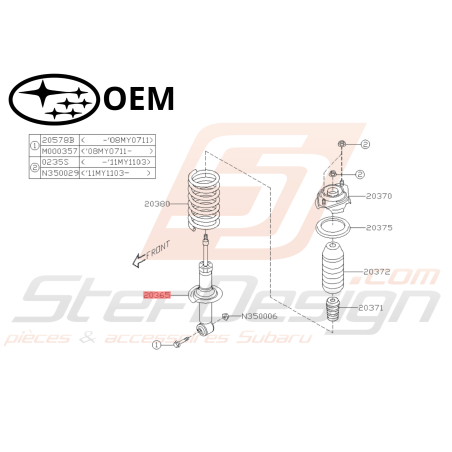 Amortisseur arrière Origine Subaru Impreza Diesel 04/2008 a 01/200947291