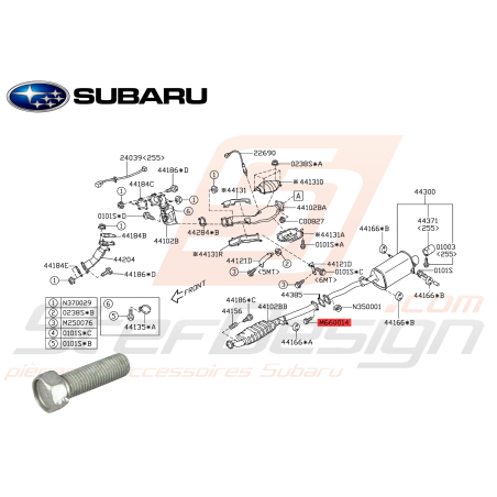 Vis échappement intermédiaire silencieux GT WRX STI Forester Turbo 97-02/05-0747293