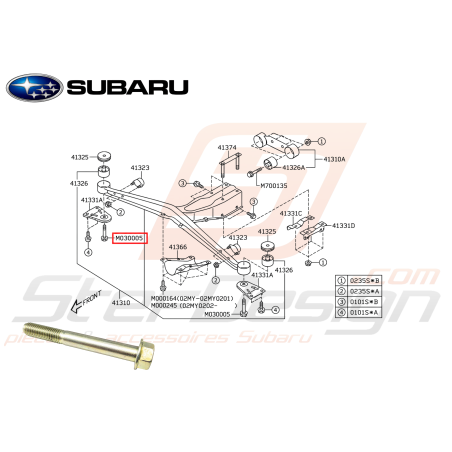 Vis de fixation de plaque de support de pont Subaru WRX/STI 02-07 FORESTER 05/0747300
