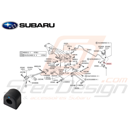Silent-bloc d'origine de barre anti-roulis arrière pour GT 93 - 96 WRX break 01 - 03 forester 05 -0747301
