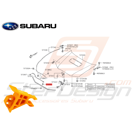 Attache béquille de capot SUBARU FORESTER 200647328