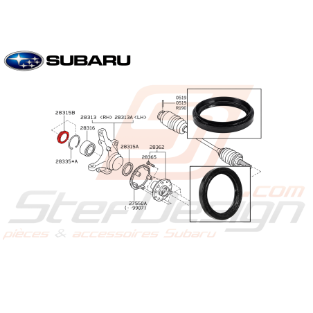 Joint de roulement avant Origine Subaru Impreza GT 99-00 FORESTER 05-0747385