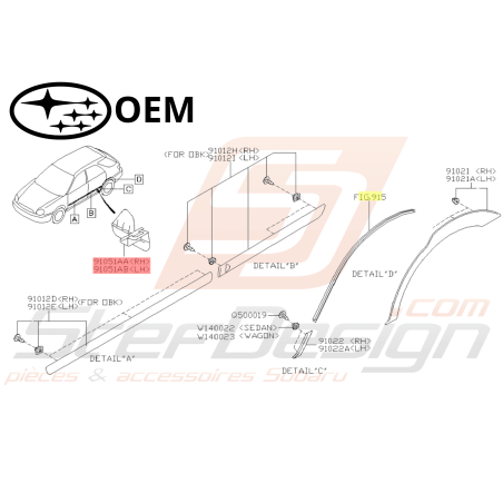 Protecteur de porte arrière SUBARU WRX/STI 03-0747392