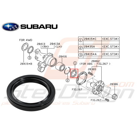 Joint spy extérieur roulement arrière GT 93-00 WRX 01-07 FORESTER 05-0747399