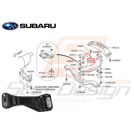 Support inférieur de boite SUBARU WRX 03-07 STI 05 FORESTER 05-0747415