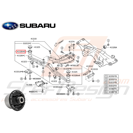 Silent Bloc Support Différentiel Origine Subaru FORESTER Turbo 05-0747416