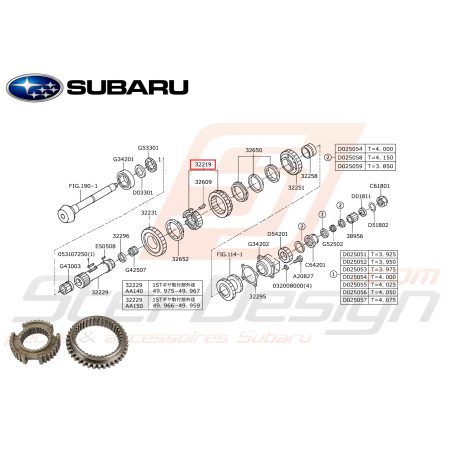 Baladeur 1ère / 2ème vitesse boite 5 P1 99-00 / 01-07 FORESTER 05-0747423
