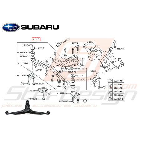 Support Pont Arrière Origine Subaru FORESTER Turbo 2005-200747447