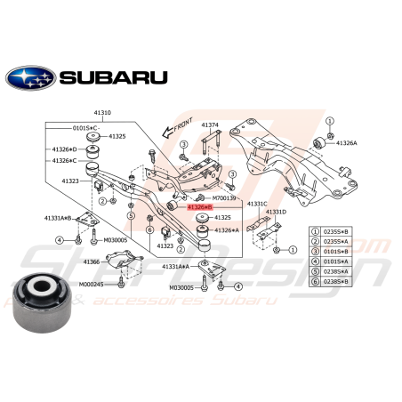 Silent Bloc Différentiel Origine Subaru FORESTER Turbo 2005-200747448