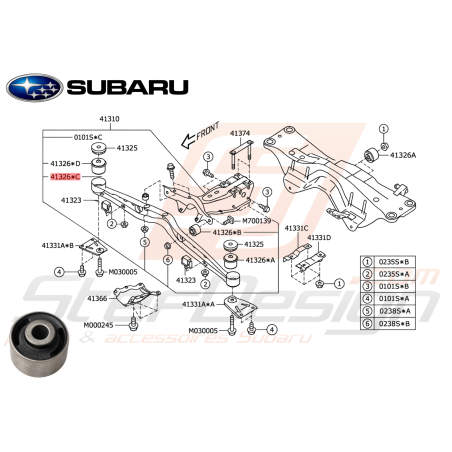 Silent Bloc Support Différentiel Origine Subaru FORESTER Turbo 05-0747449