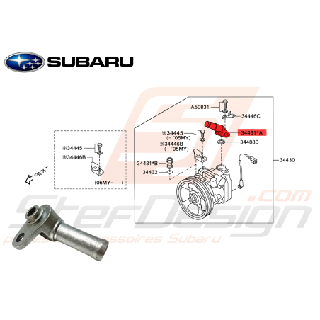 Connecteur de pompe de direction assistée Subaru Forester SG5 97-02/05-0747450