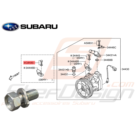Boulon et Rondelle Pompe Direction Assistée Origine Subaru FORESTER 2005-200747452