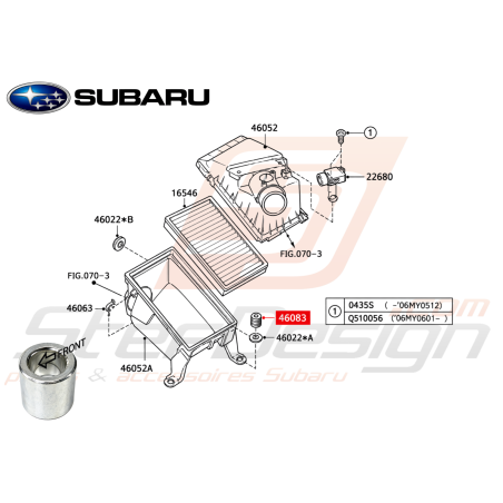 Entretoise boite à air GT 97-00  STI/WRX 01-07 FORESTER 97-02/05-0747549
