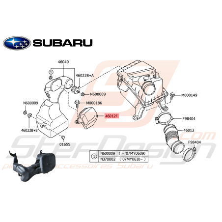 Conduit d'air d'admission Origine Subaru Forester Turbo 05-0747558