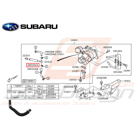 Durite d'Air de Turbo Origine Subaru WRX STI 06-07 FORESTER 05-0747594