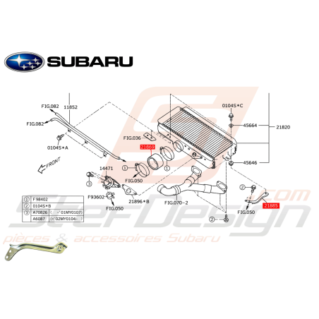 Patte de fixation gauche d'échangeur Subaru WRX 01-10 STI 01-19 FORESTER 05-0747614