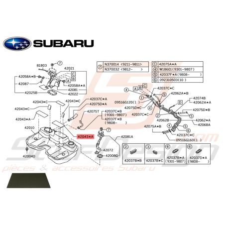 Butée Réservoir Carburant Origine Subaru GT 95-00 WRX STI 01-07 Forester Turbo 97-02/05-0747620
