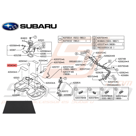 Butée Réservoir de Carburant Origine Subaru GT 93-00 WRX STI 01-14 Forester Turbo 97-02/05-0747621